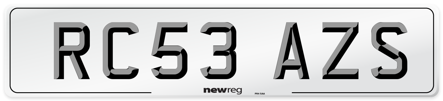 RC53 AZS Number Plate from New Reg